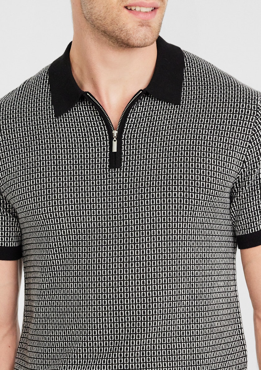 Emmett Geo Zip Knit Polo