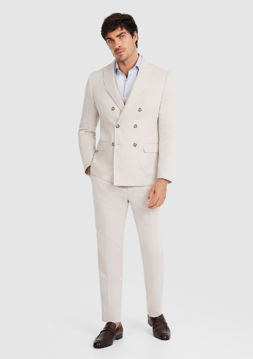 Natural Jae Linen Double Breasted Suit