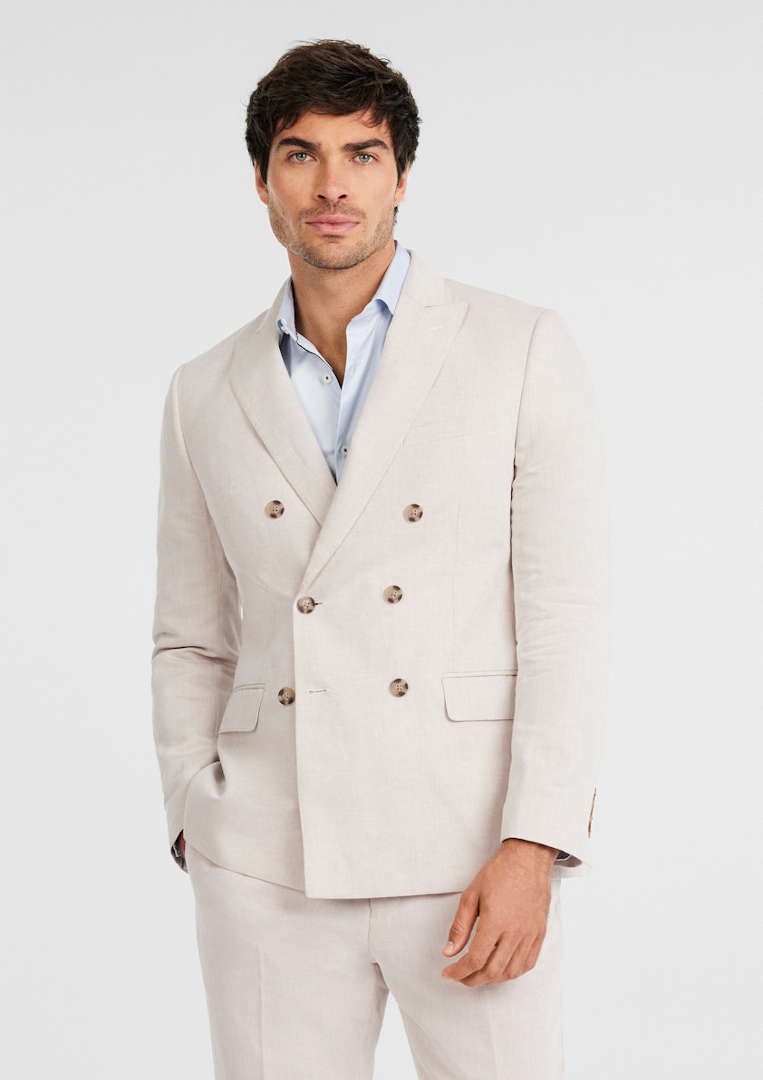 Natural Jae Linen Double Breasted Suit