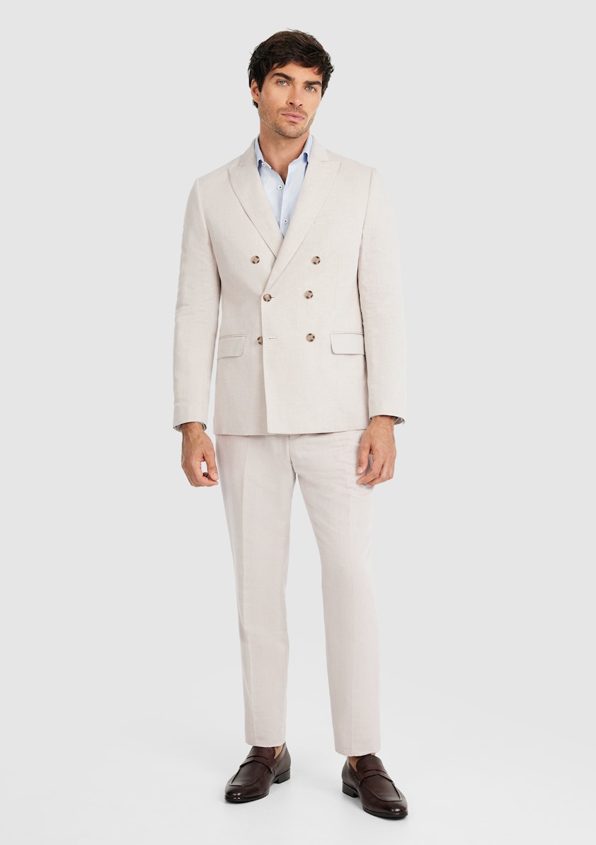 Natural Jae Linen Double Breasted Suit