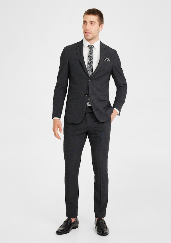 Charcoal Levin Super Slim Check Suit