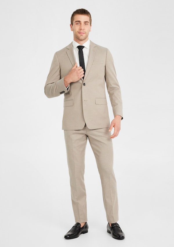 Latte Forbes Slim Stripe Suit