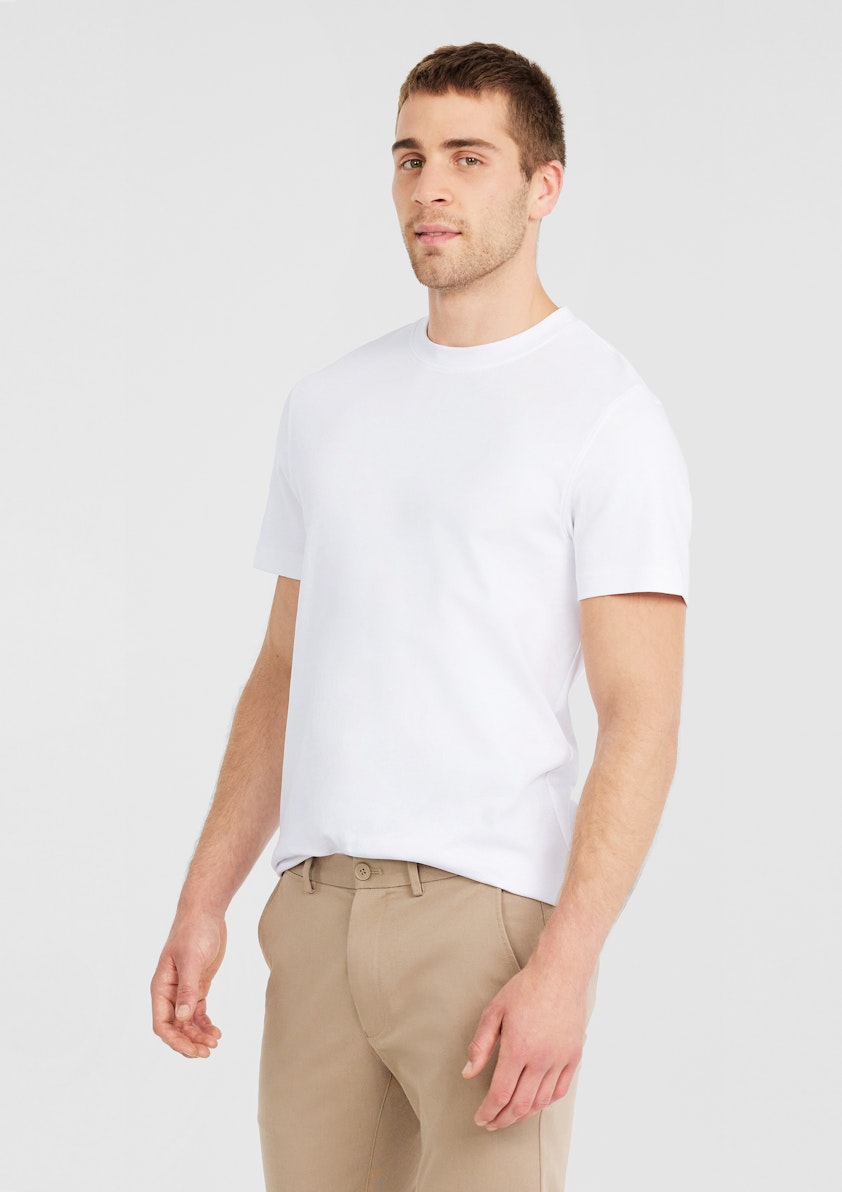White Luxe Cotton Crew T Shirt