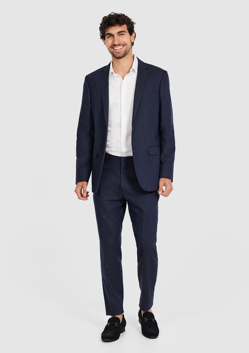 Navy Marvel Stretch Linen Look