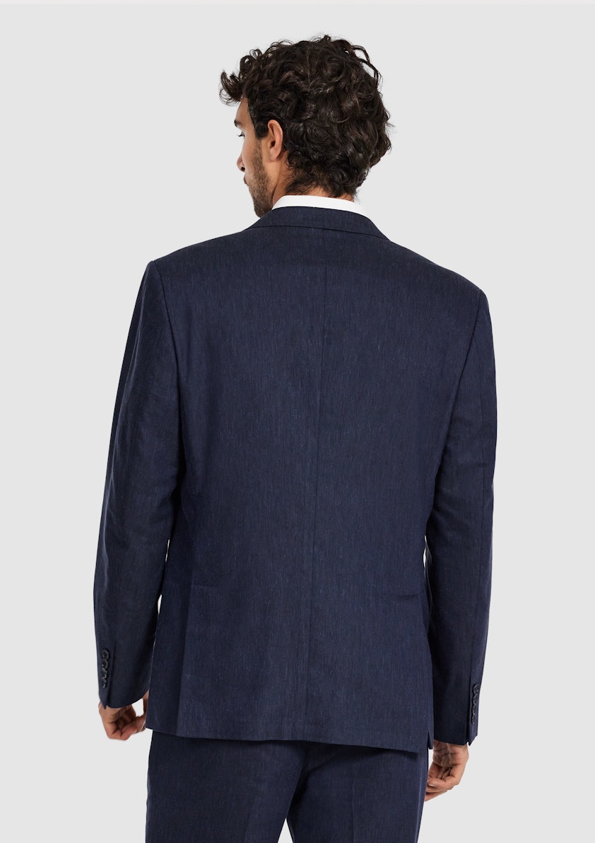Navy Marvel Stretch Linen Look
