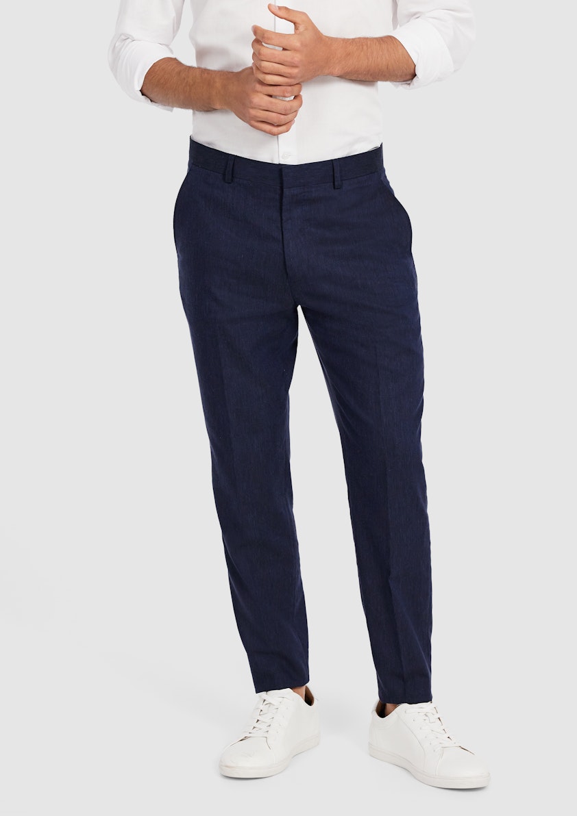 Navy Marvel Stretch Linen Look