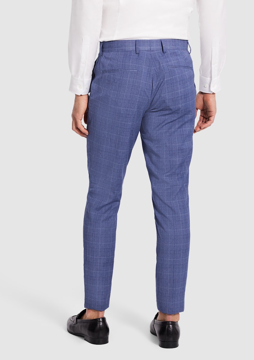 Mid Blue Delray Slim Check Pant