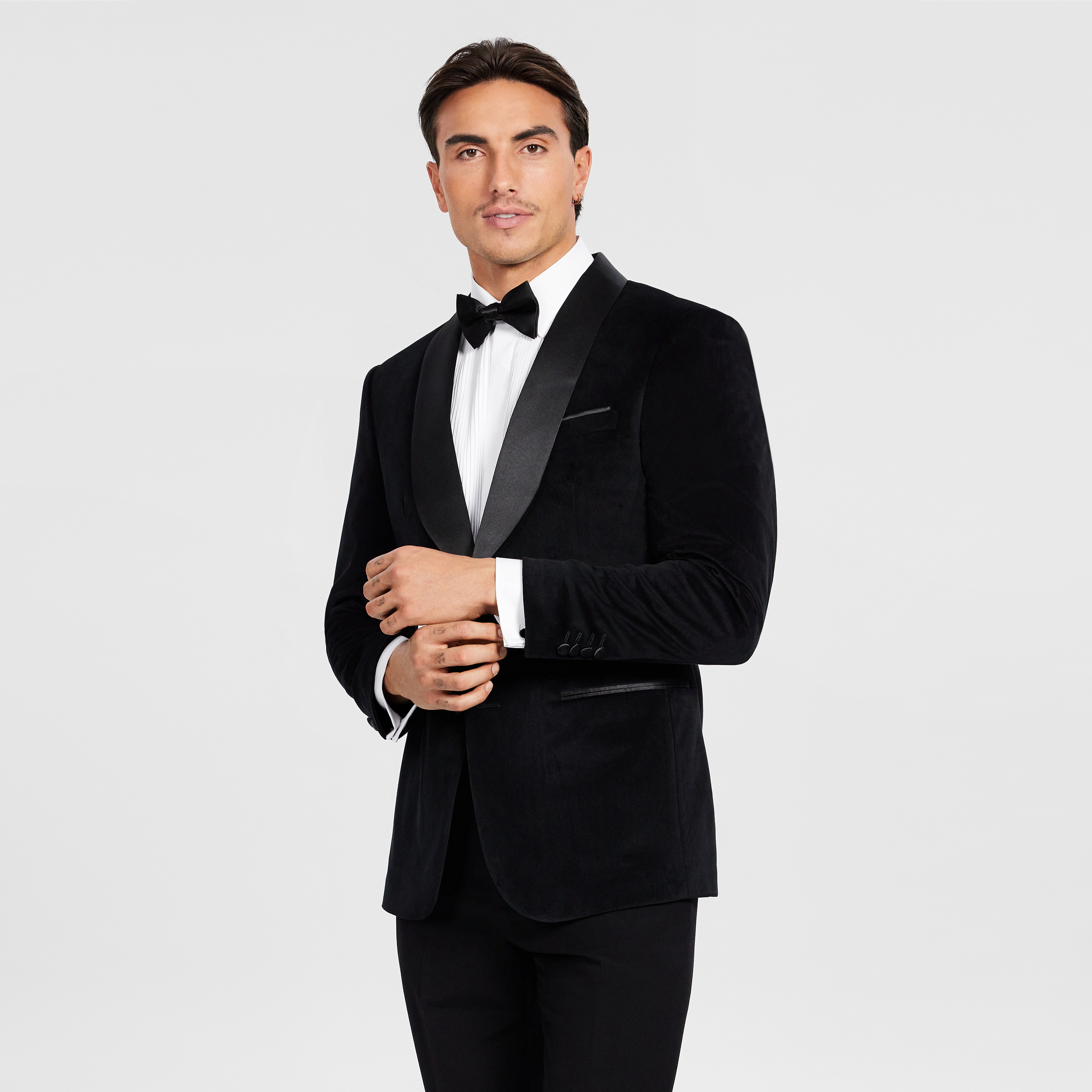 White Pleated Front Tuxedo Shirt