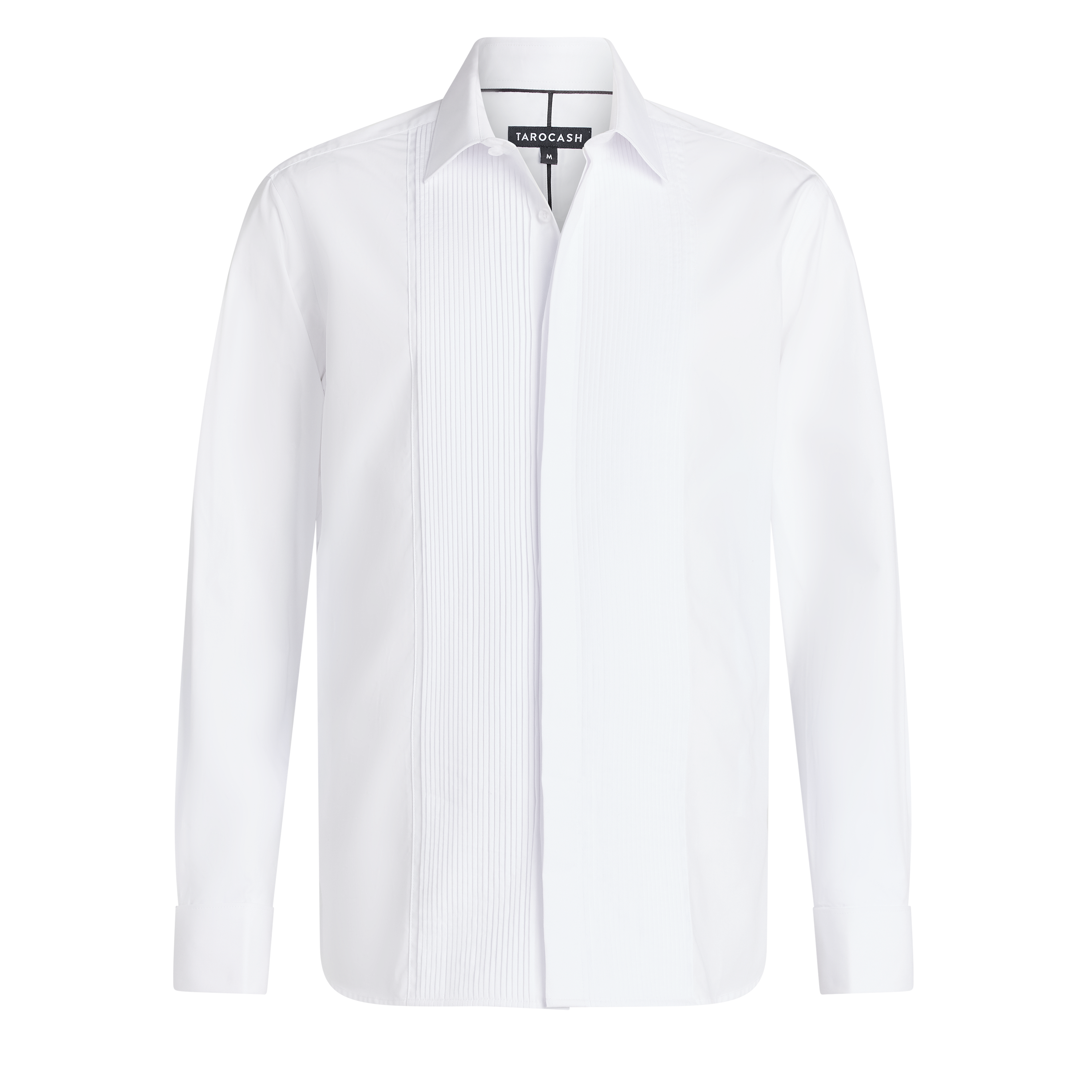 White Pleated Front Tuxedo Shirt