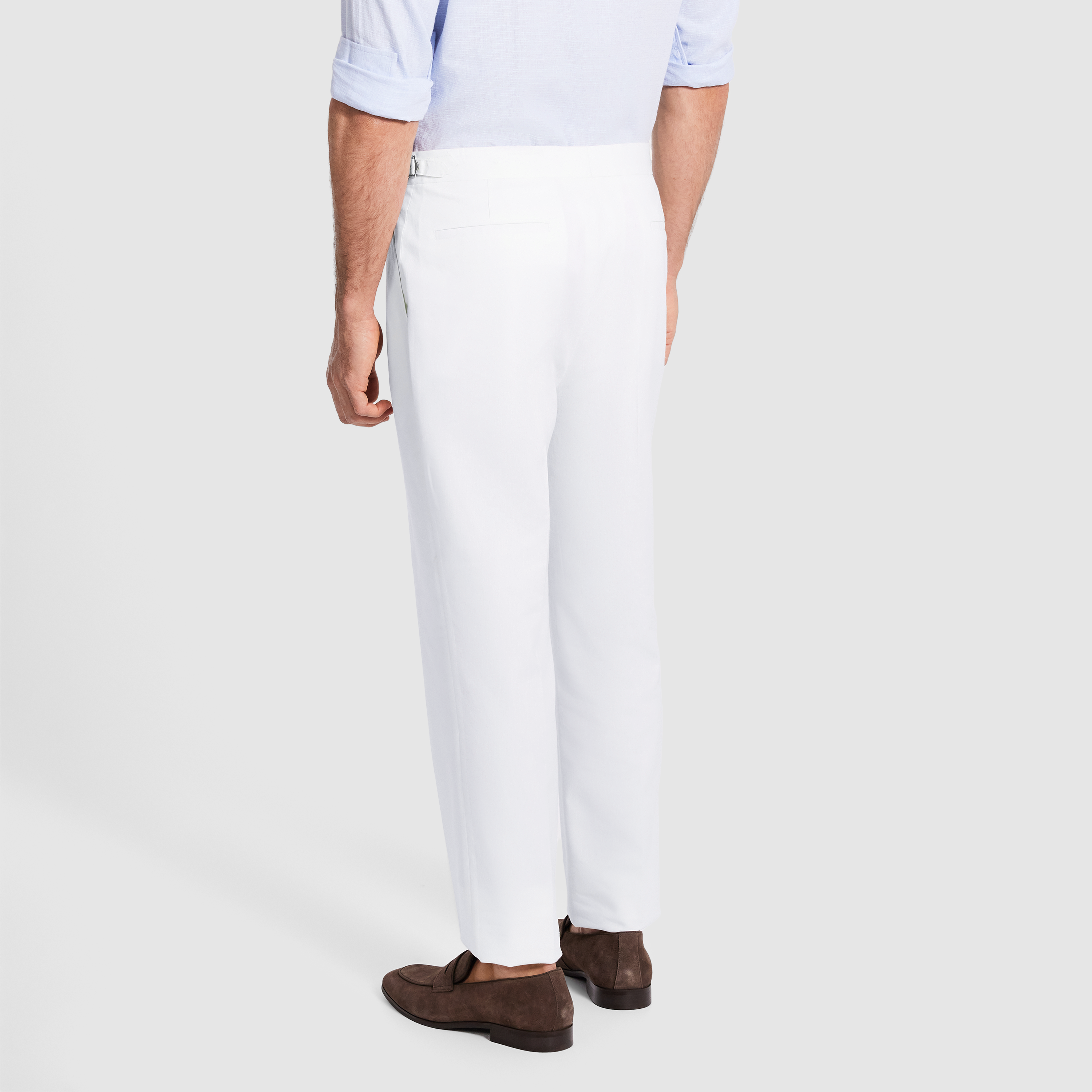White Manning Regular Pleat Linen Pant