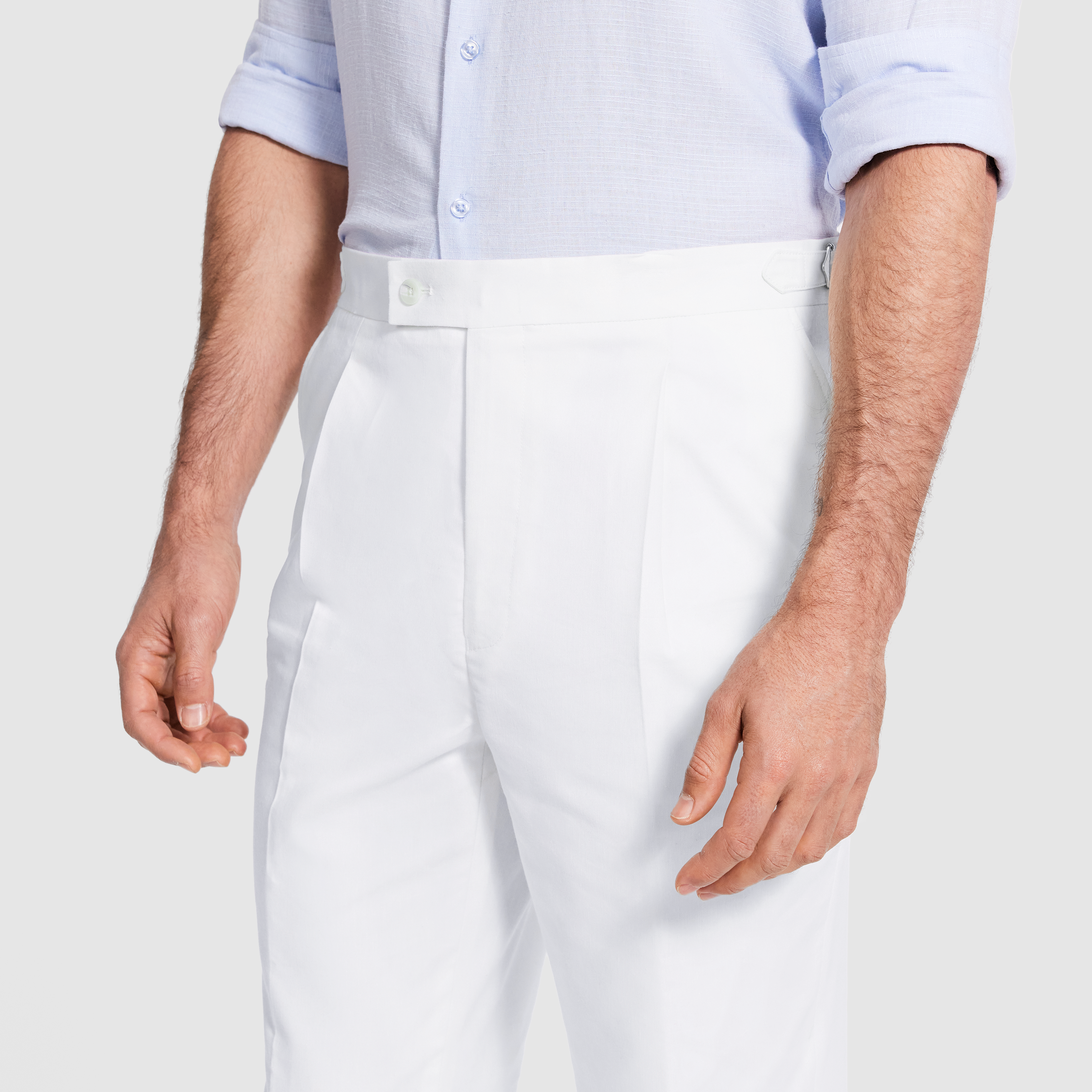 White Manning Regular Pleat Linen Pant
