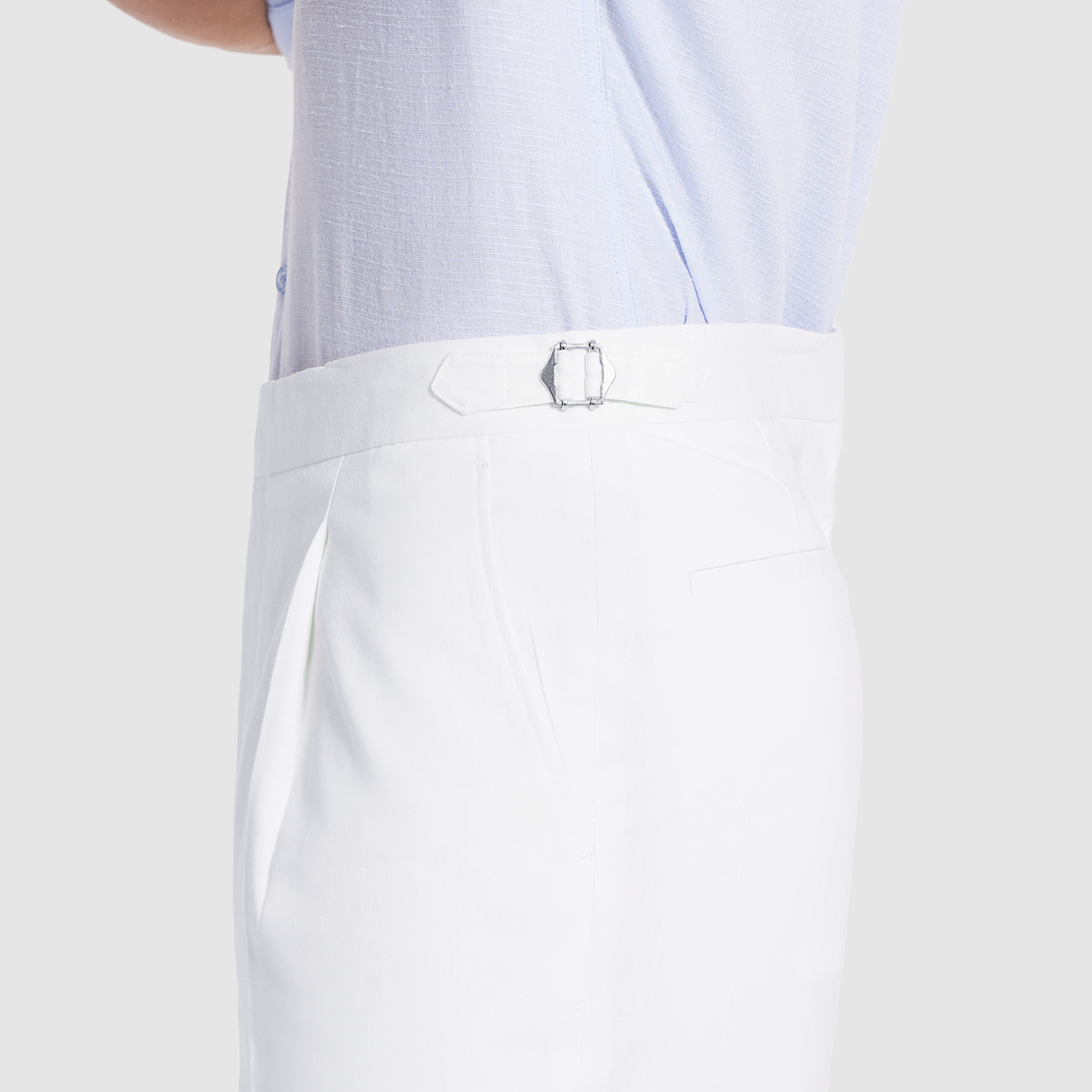 White Manning Regular Pleat Linen Pant