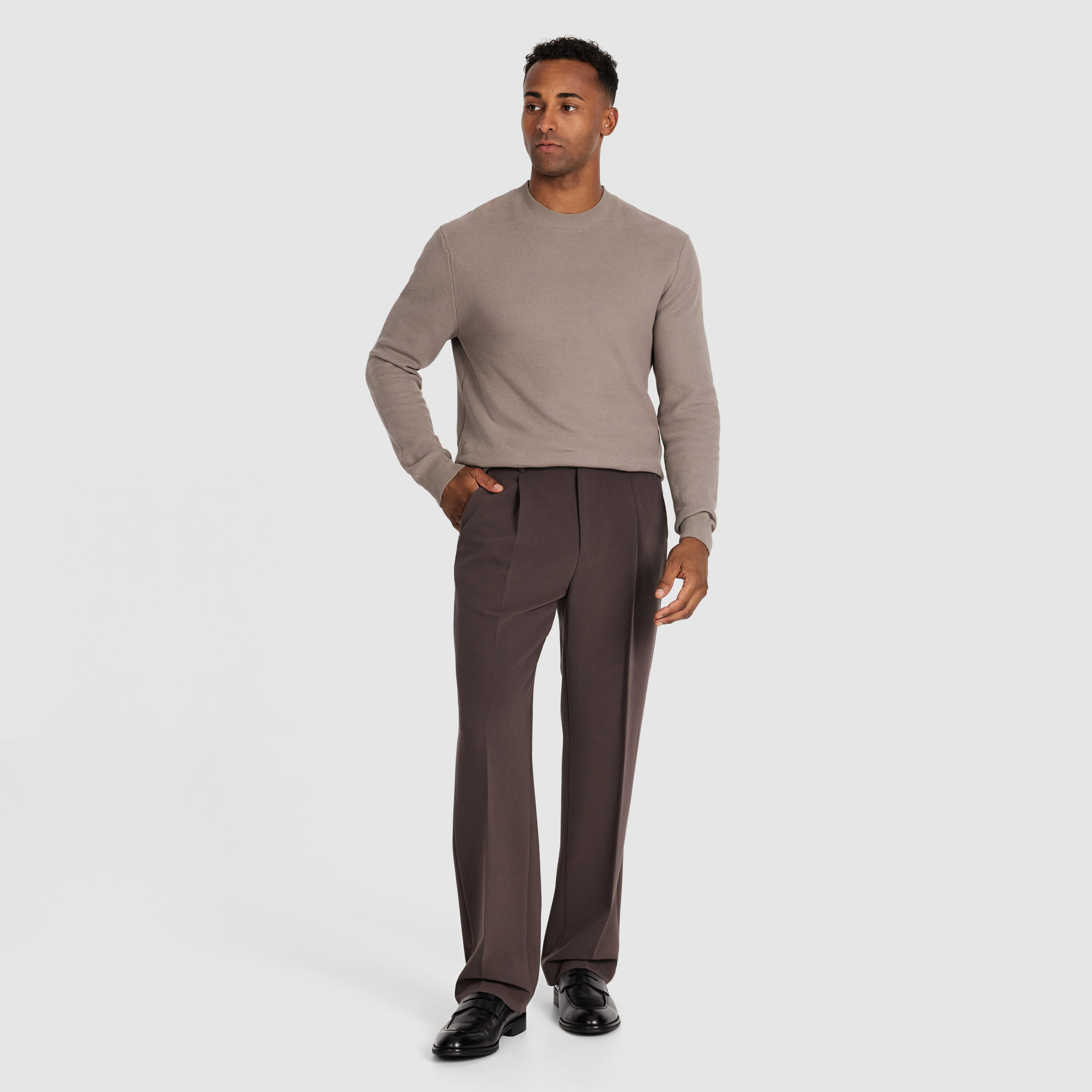 Coffee Vance Regular Pleat Pant