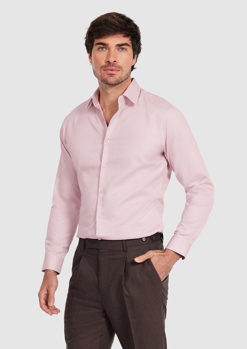 Pink Marvel Slim Smart Linen Shirt