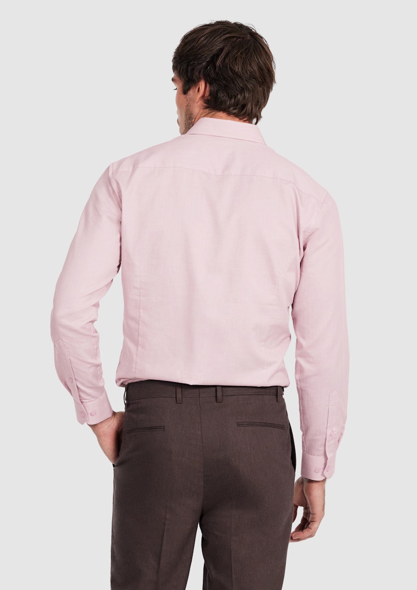 Pink Marvel Slim Smart Linen Shirt