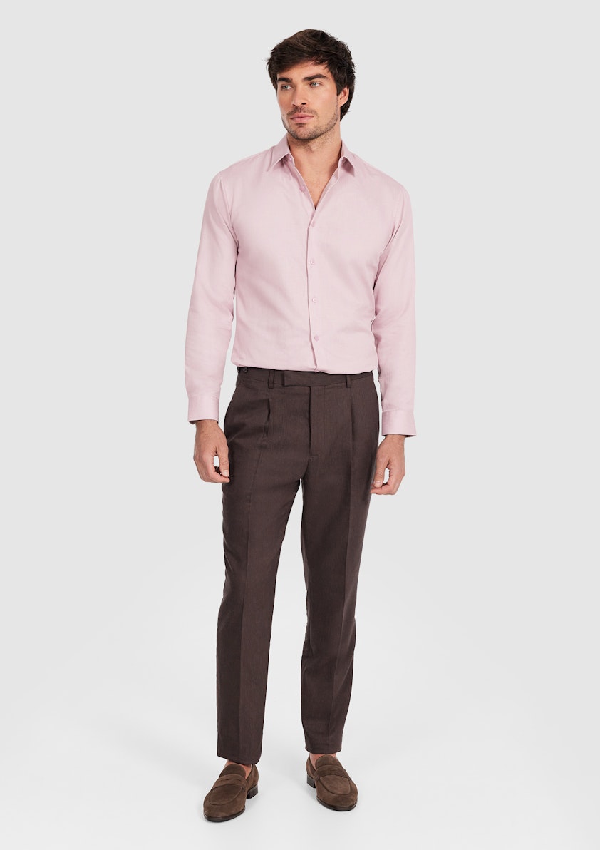 Pink Marvel Slim Smart Linen Shirt