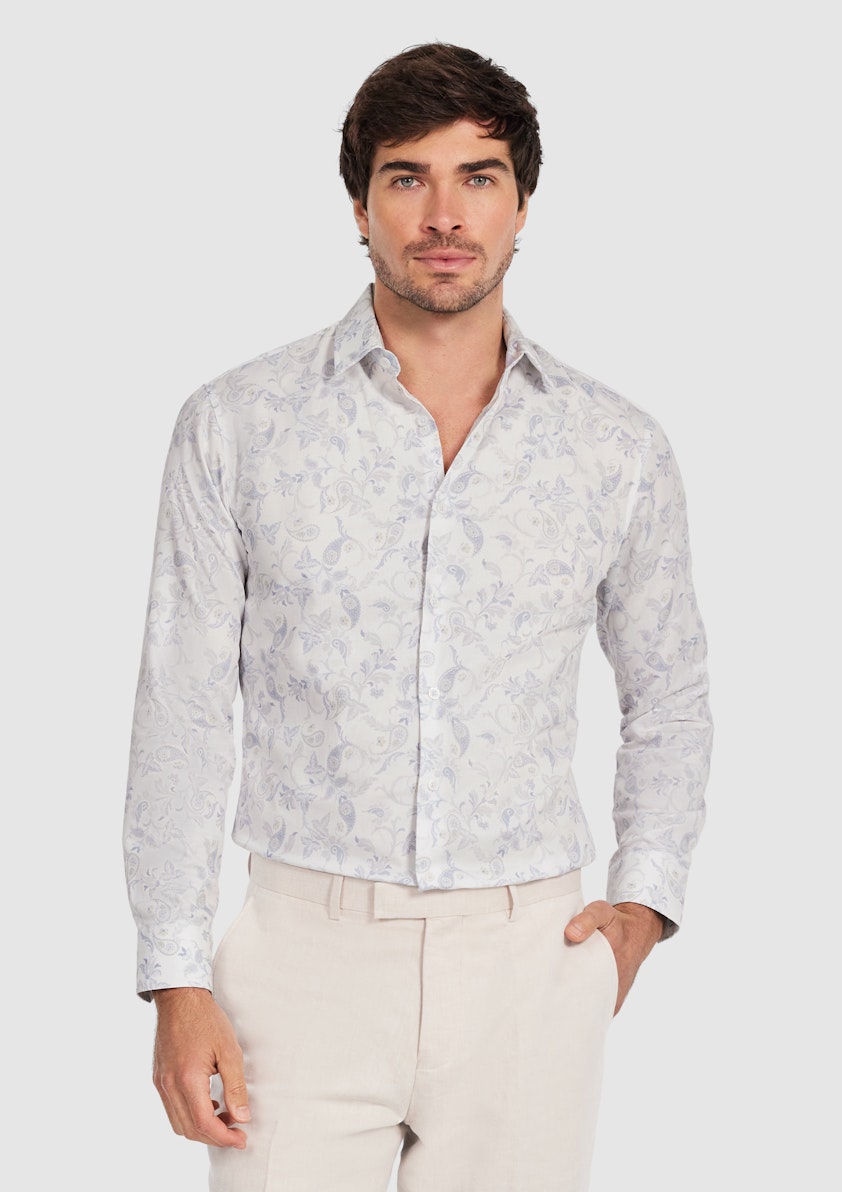 Zen Slim Paisey Linen Shirt