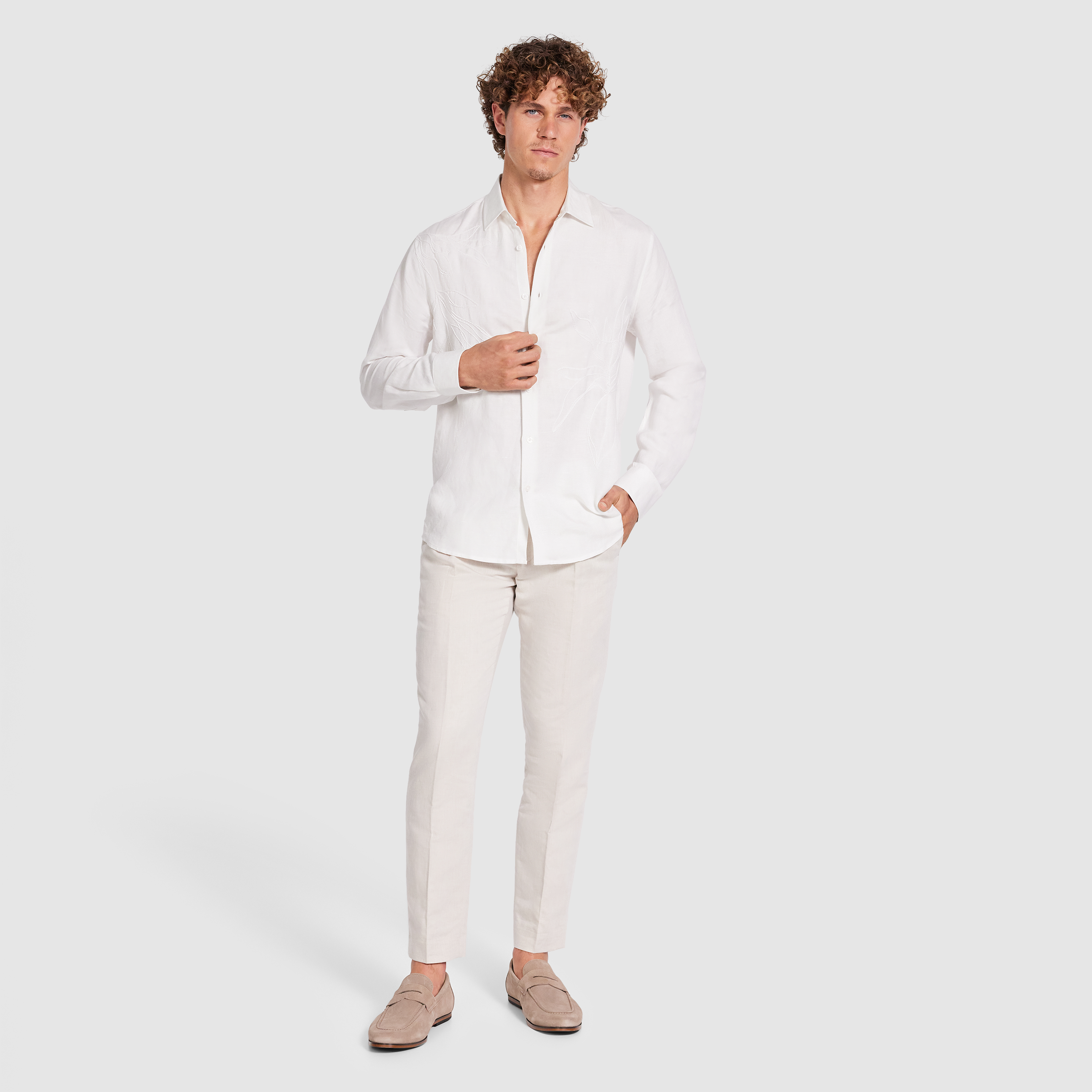 Andre Embroidered Linen Shirt