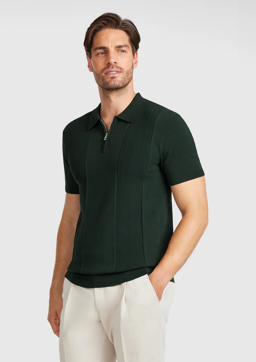 Emerald Stilone Zip Knit Polo