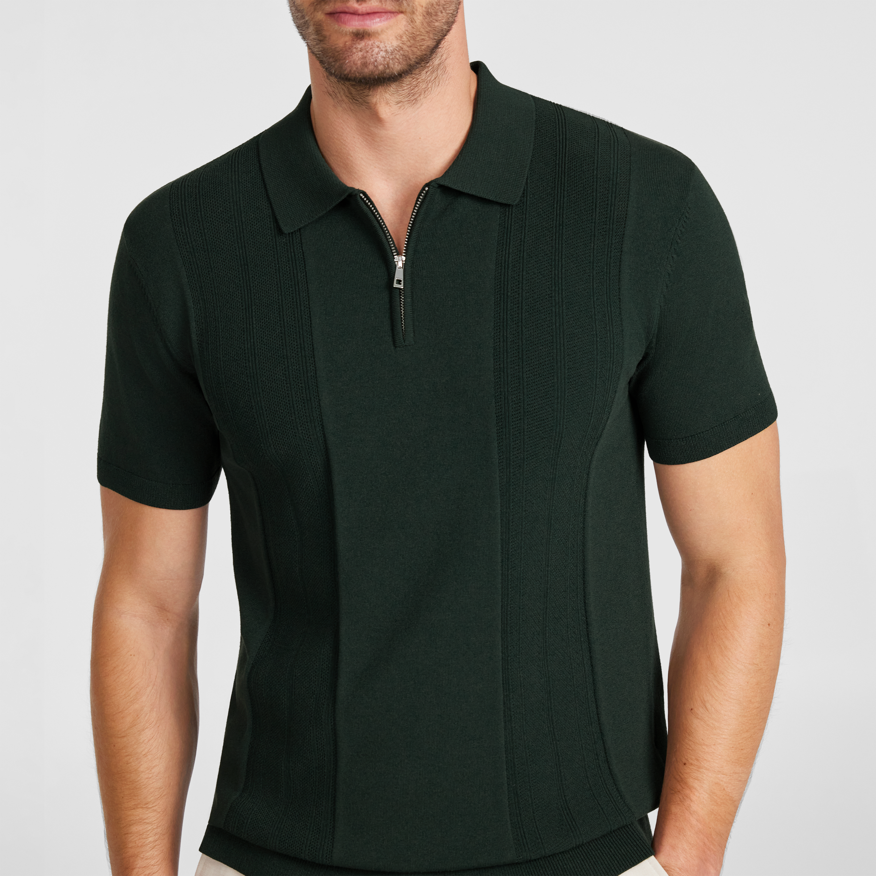 Emerald Stilone Zip Knit Polo