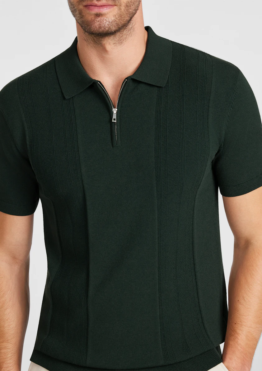 Emerald Stilone Zip Knit Polo