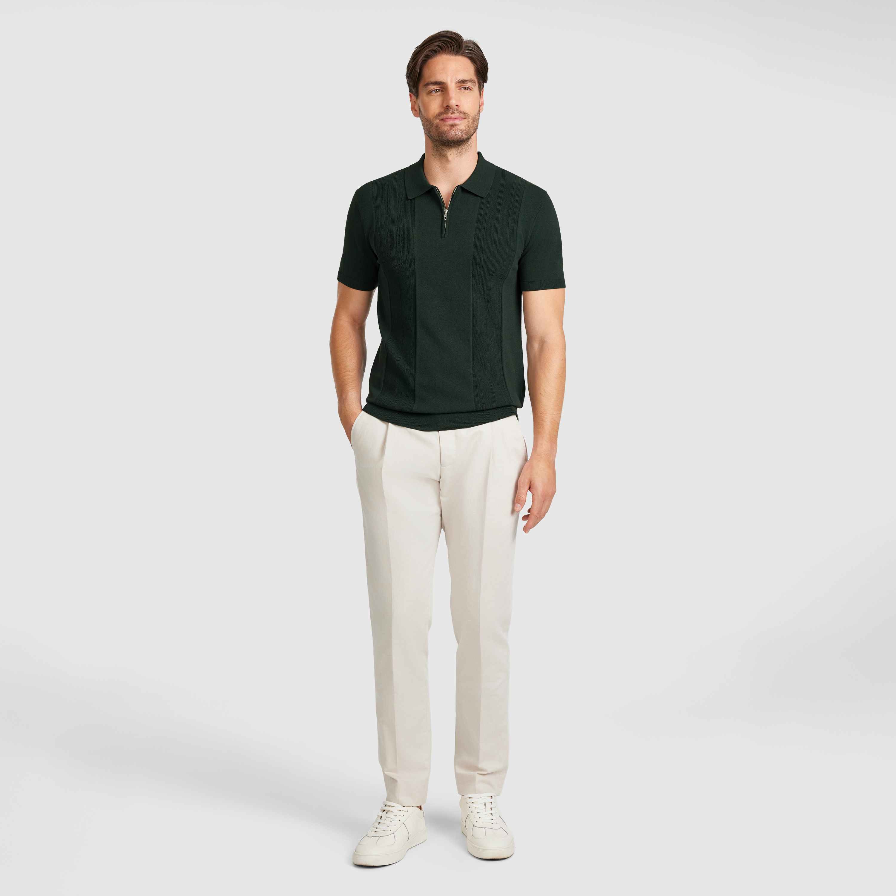 Emerald Stilone Zip Knit Polo