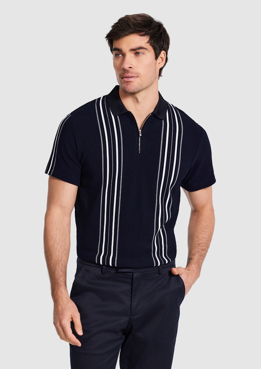 Delaney Stripe Zip Polo