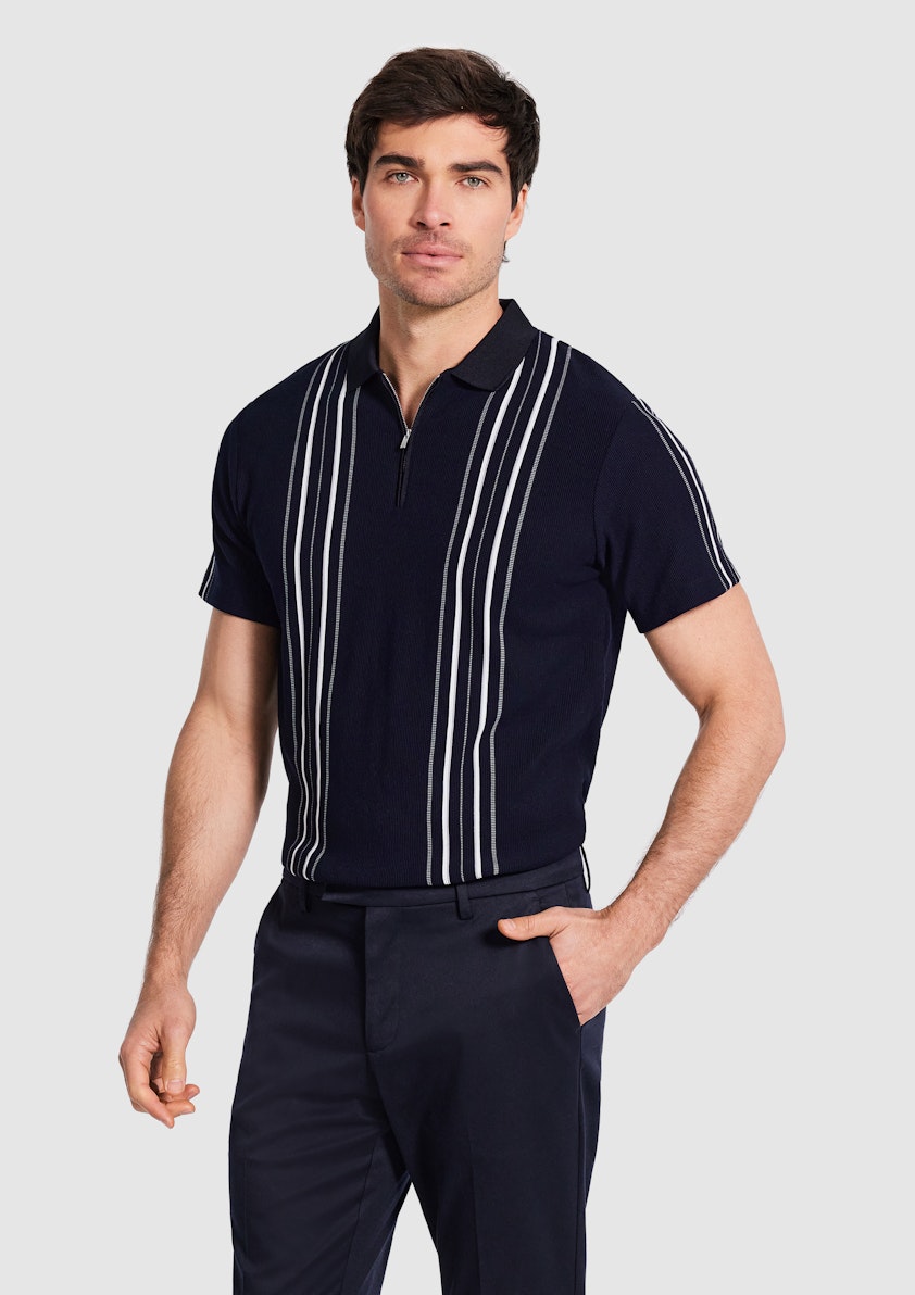 Delaney Stripe Zip Polo