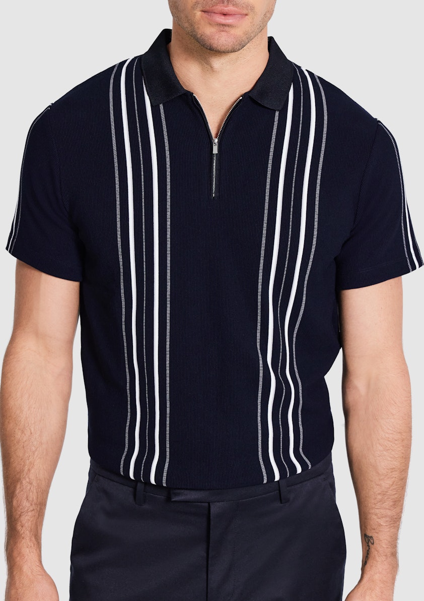Delaney Stripe Zip Polo