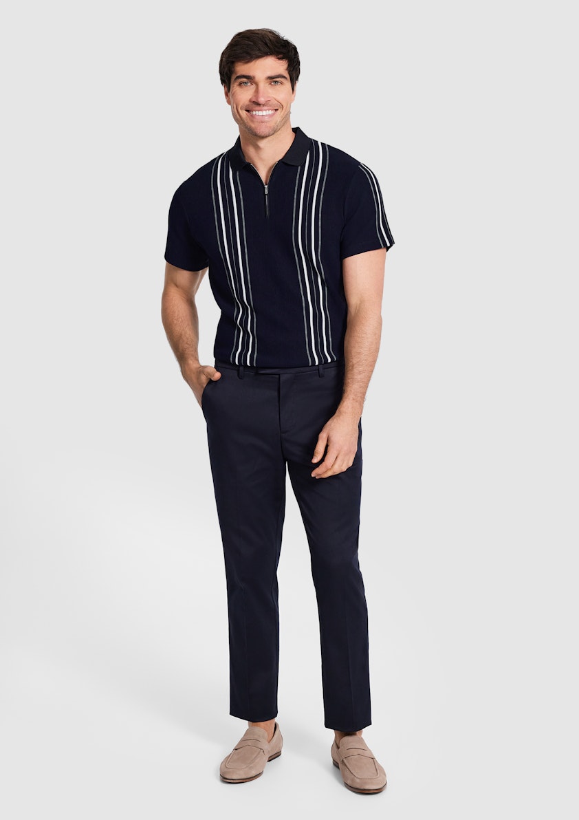 Delaney Stripe Zip Polo