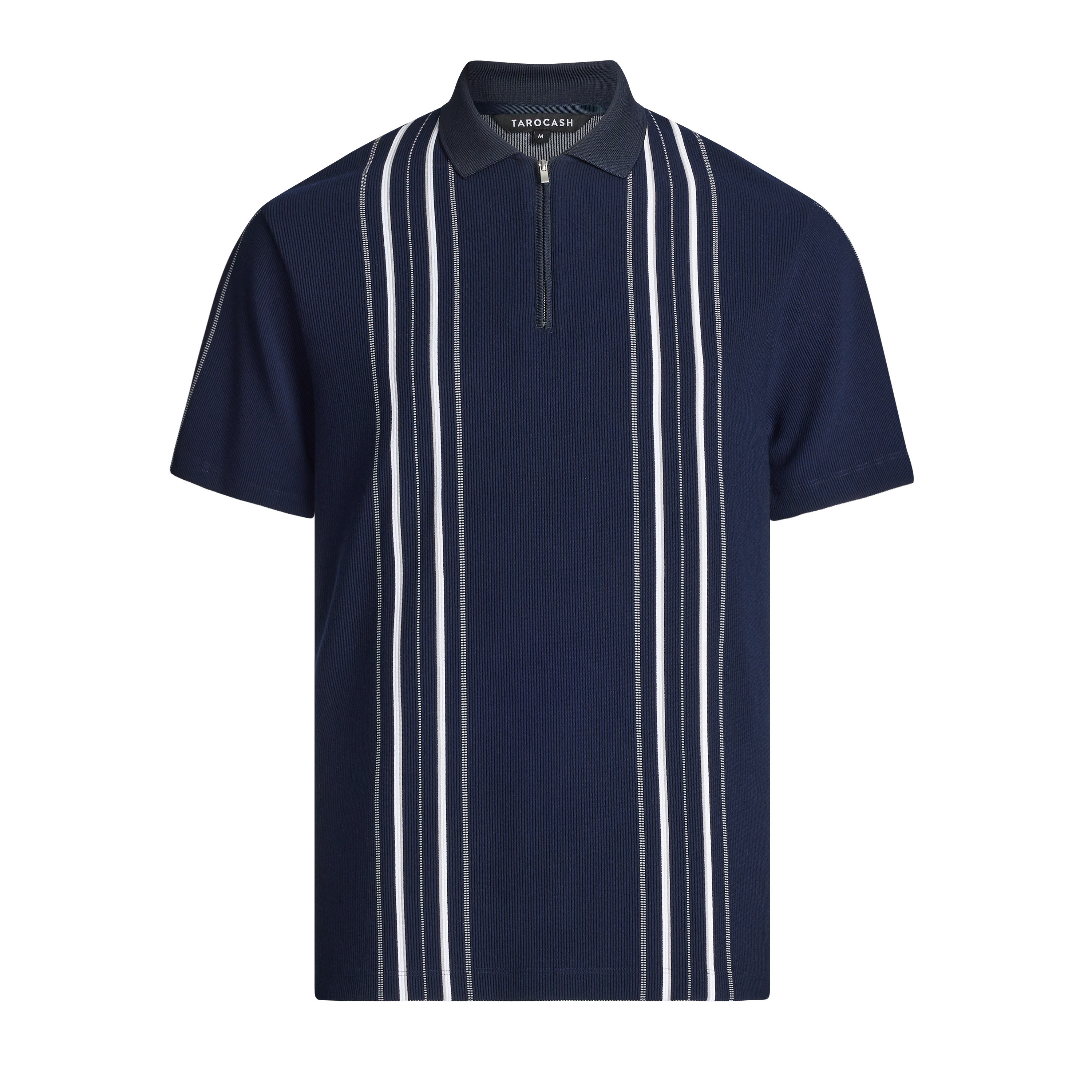 Navy Delaney Stripe Zip Polo