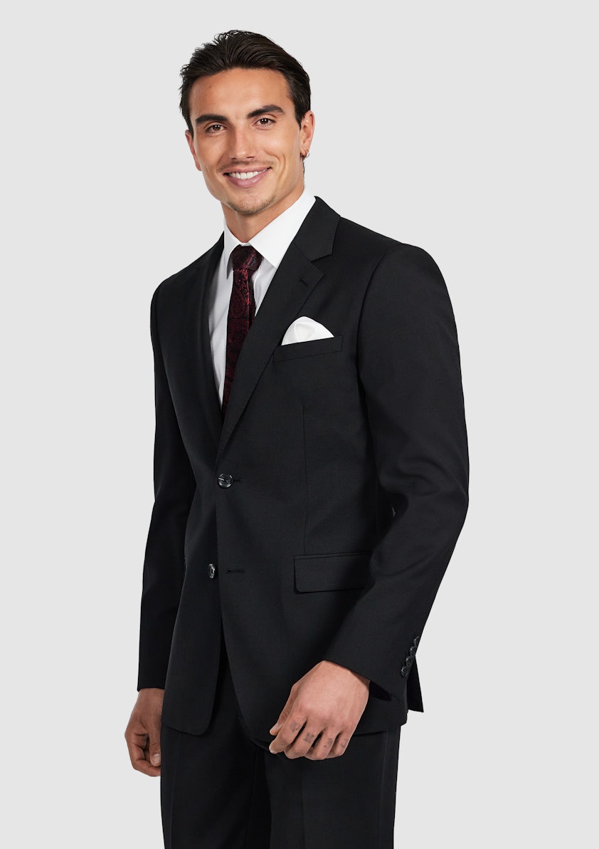 Black Titan Slim Wool Suit Jacket