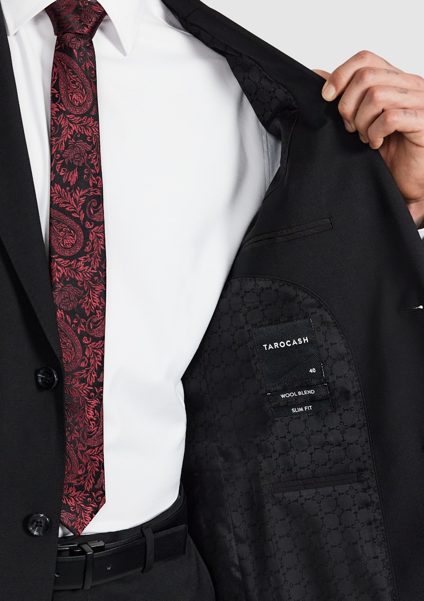 Black Titan Slim Wool Suit Jacket