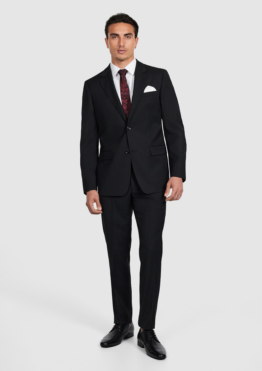 Black Titan Slim Wool Suit Jacket