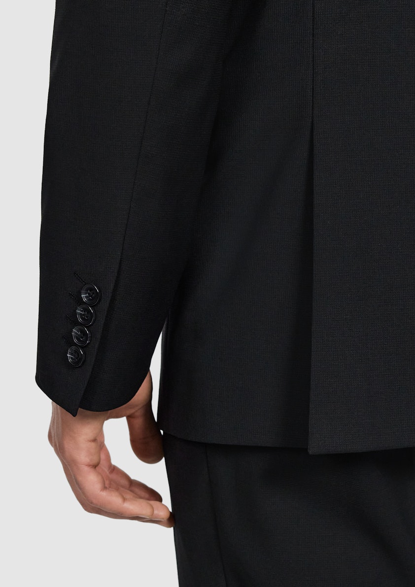 Black Titan Slim Wool Suit Jacket