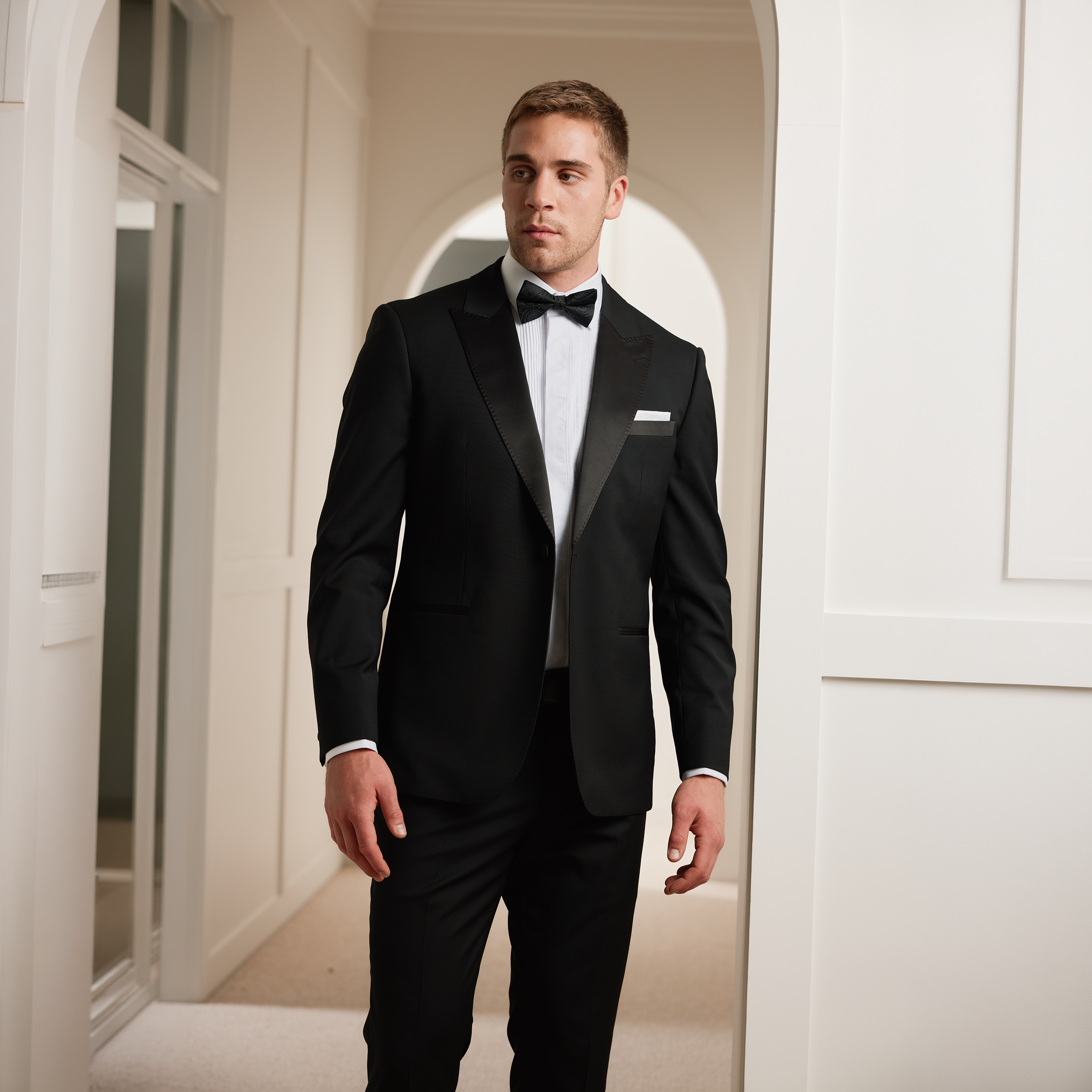 Black Titan Slim Wool Suit Jacket