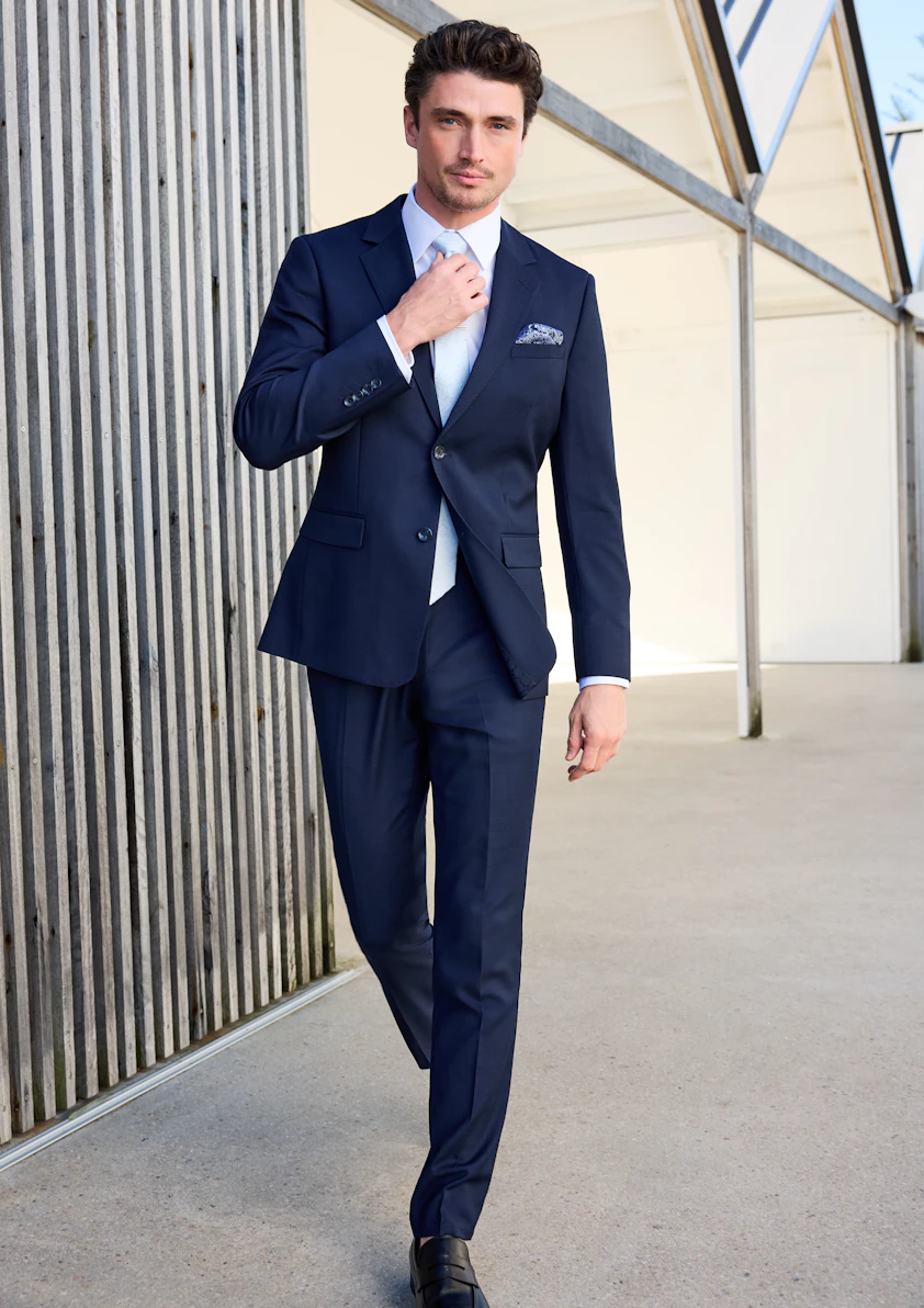 Navy Baron Slim Wool Suit Jacket