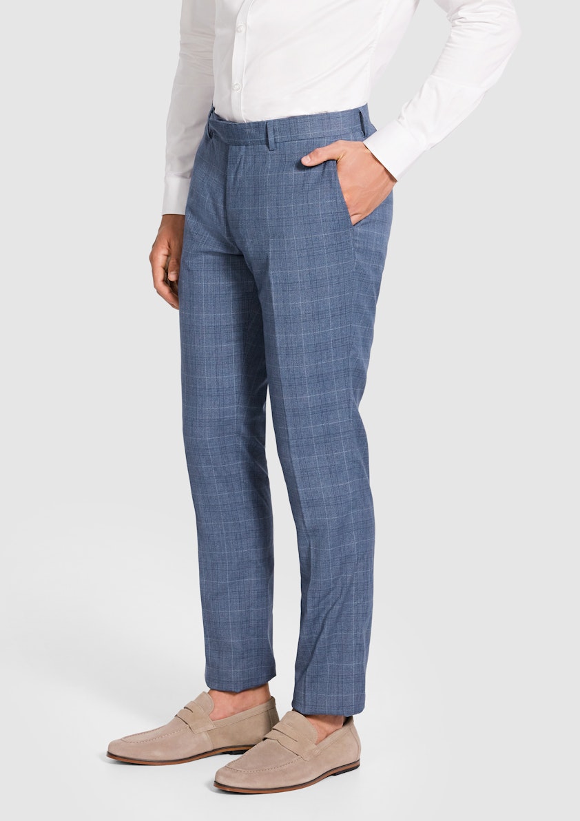 Mid Blue Delray Slim Check Suit