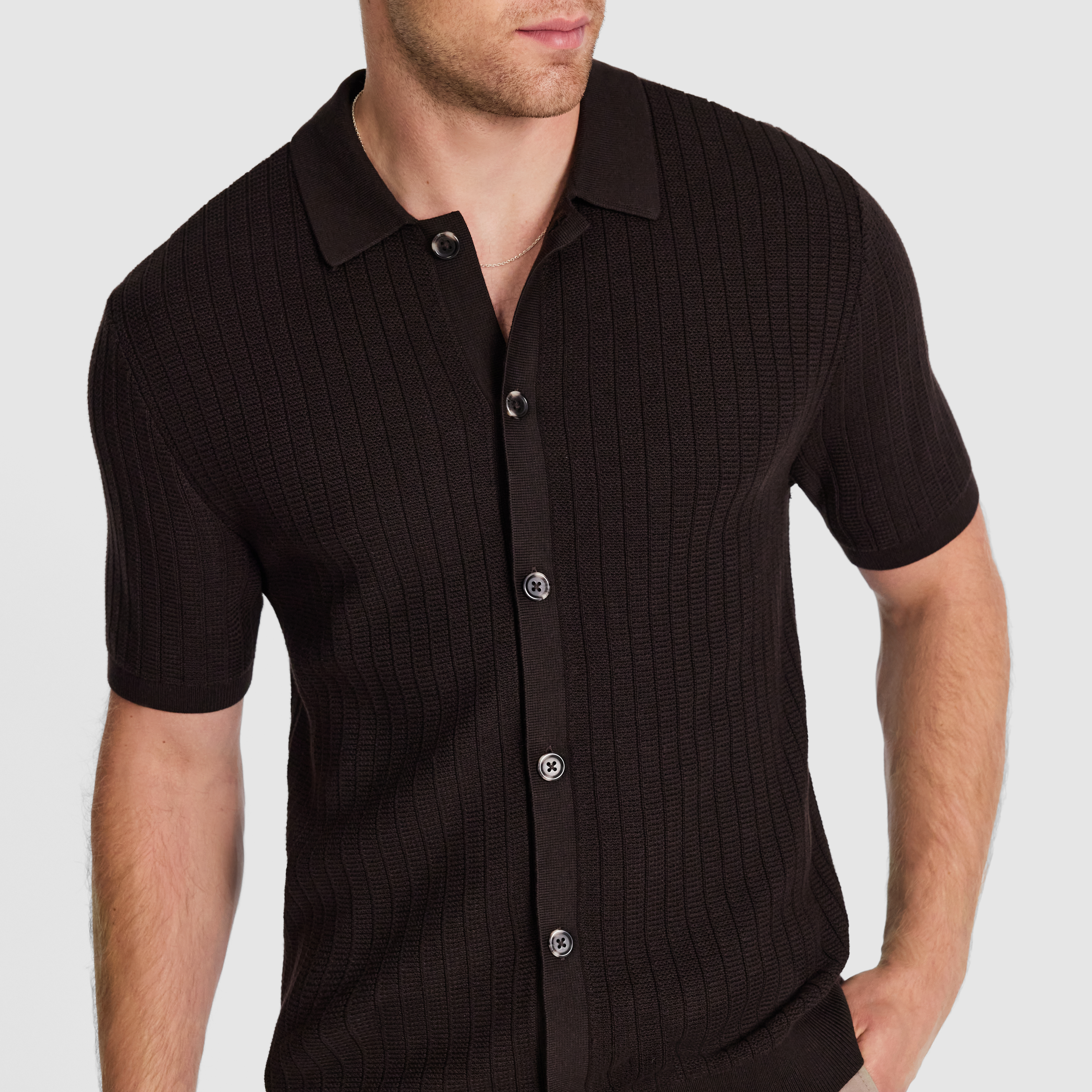 Chocolate Faro Knit Shirt