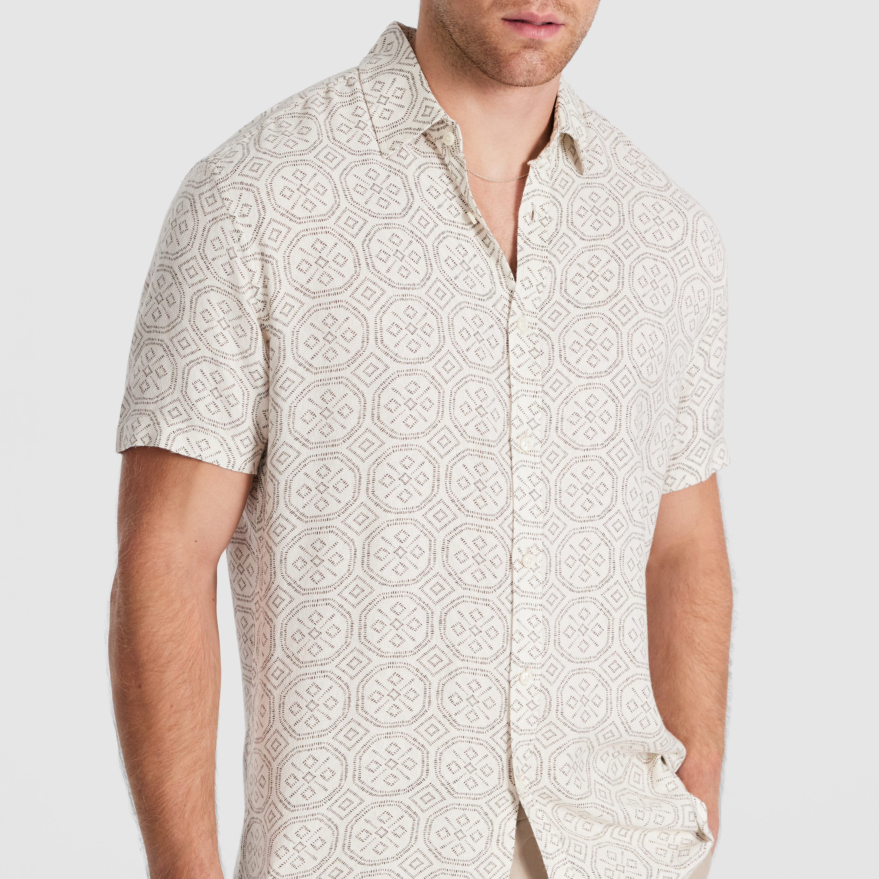 White Bayan Textured Geo Shirt