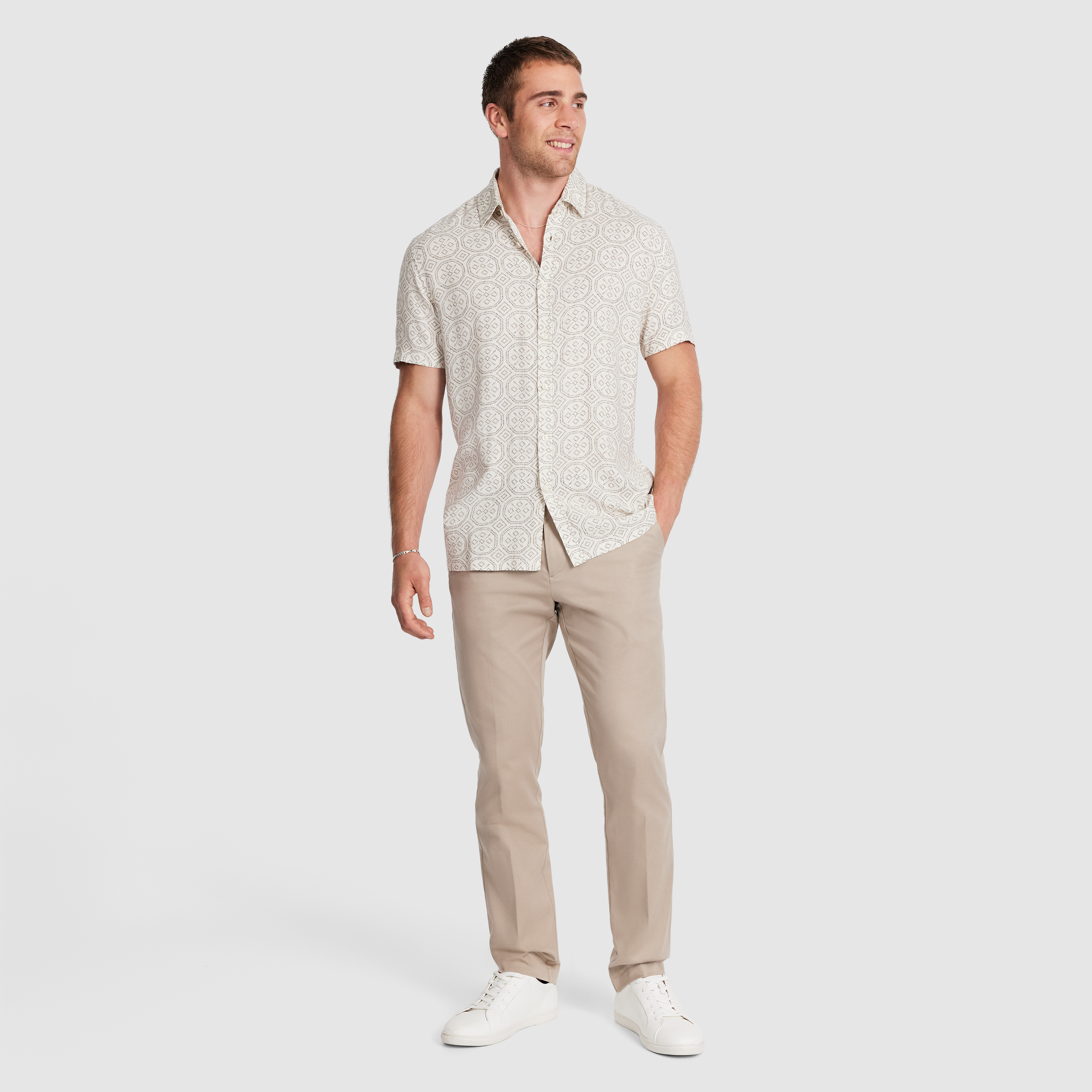 White Bayan Textured Geo Shirt