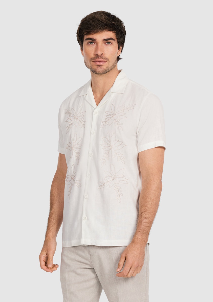 Ivory Kota Embroidered Linen Shirt