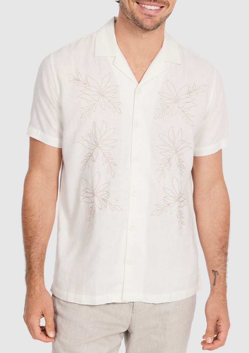 Ivory Kota Embroidered Linen Shirt
