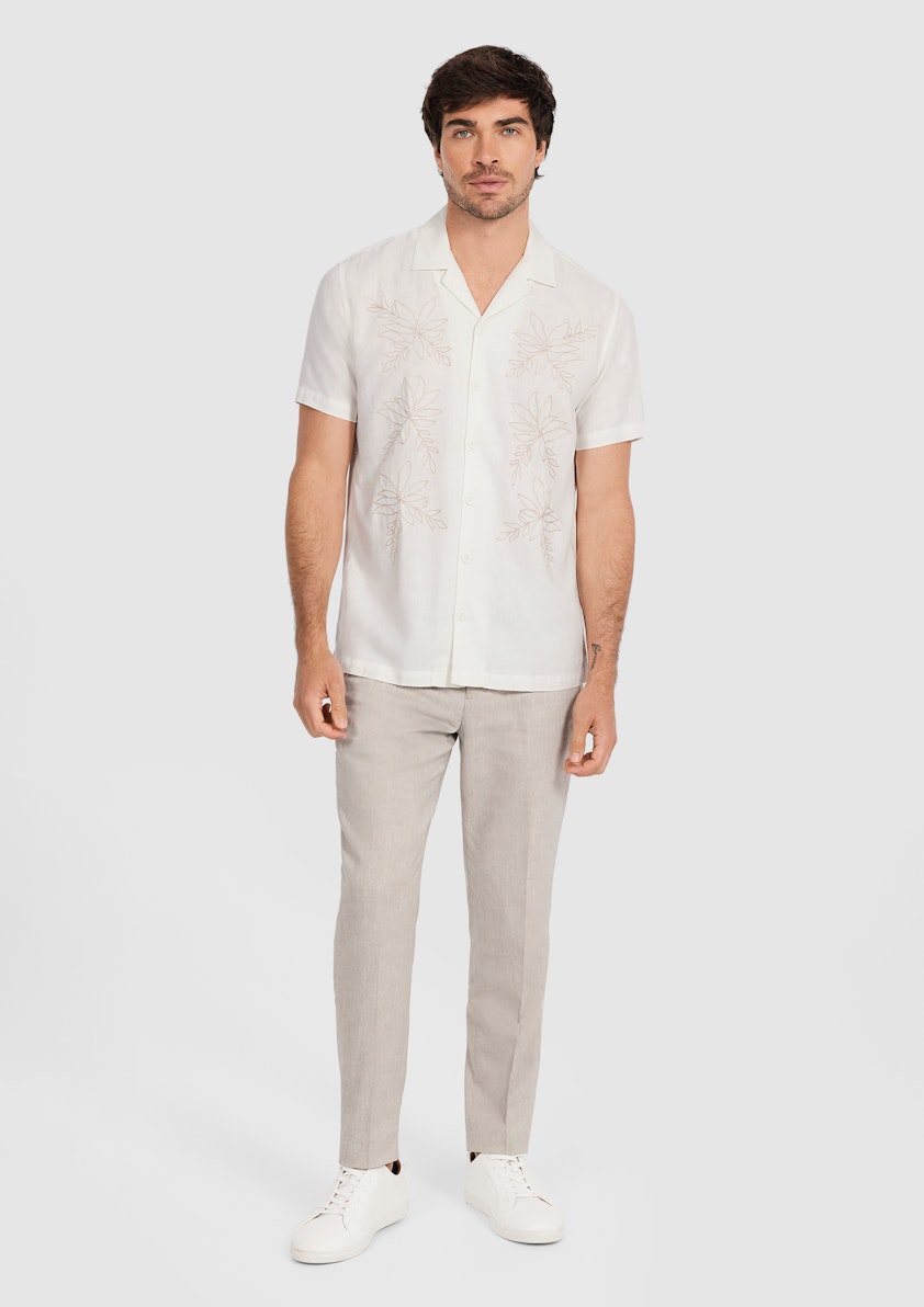 Ivory Kota Embroidered Linen Shirt