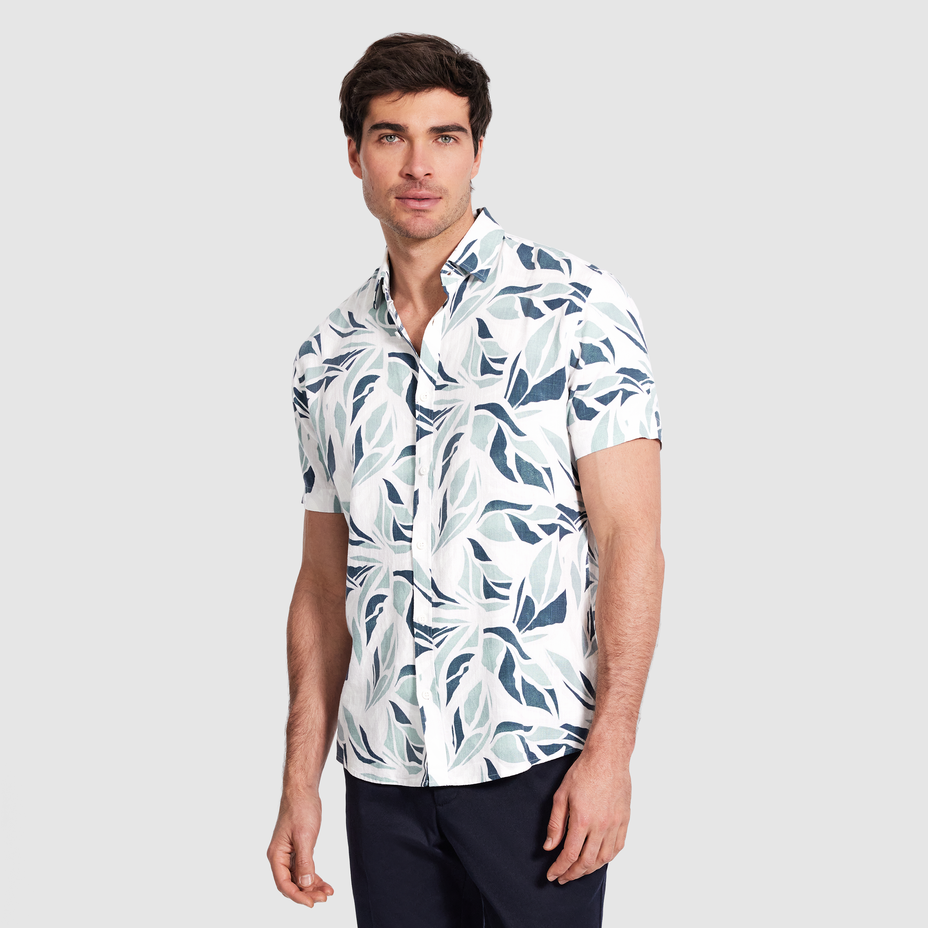 White Kaisen Viscose Leaf Shirt