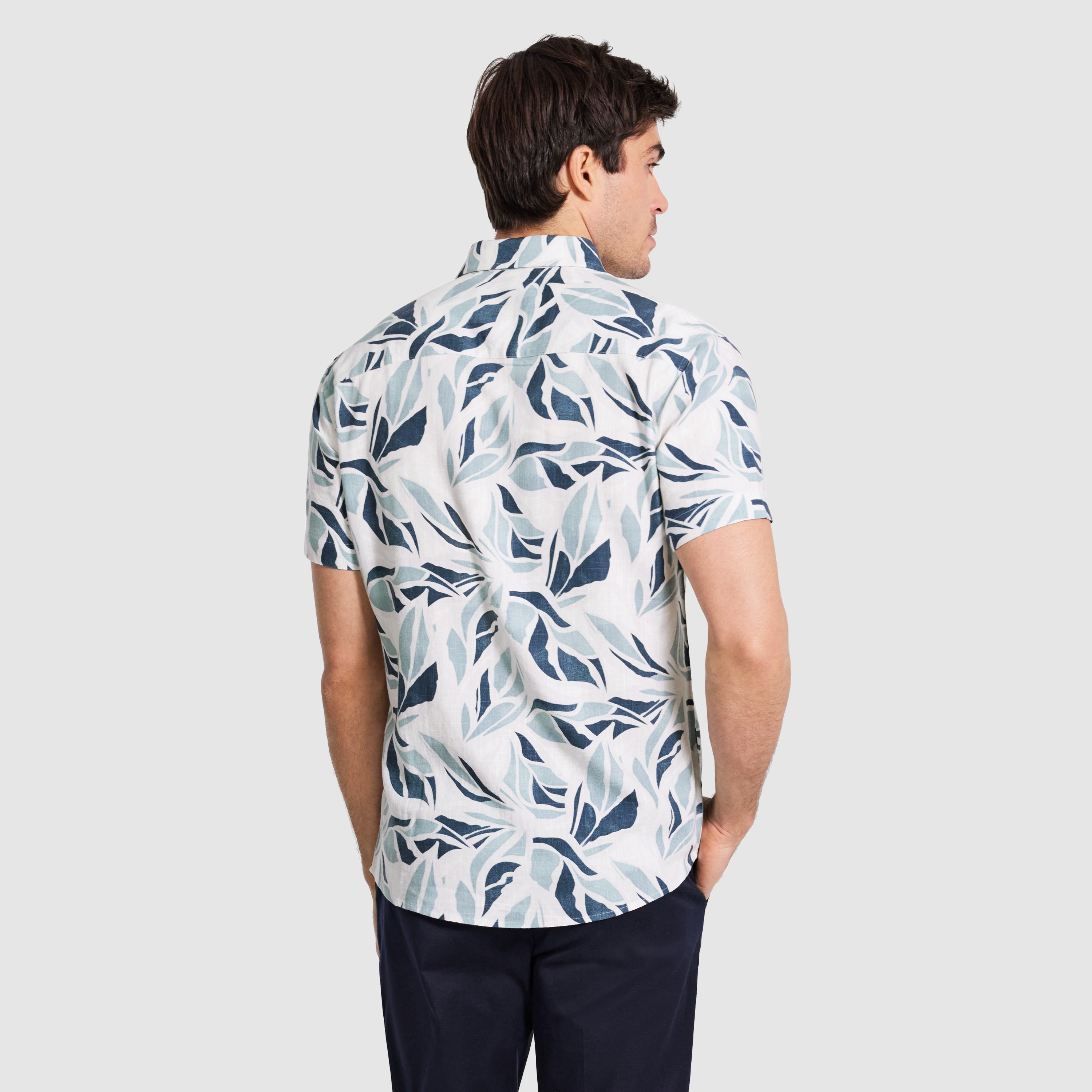 White Kaisen Viscose Leaf Shirt