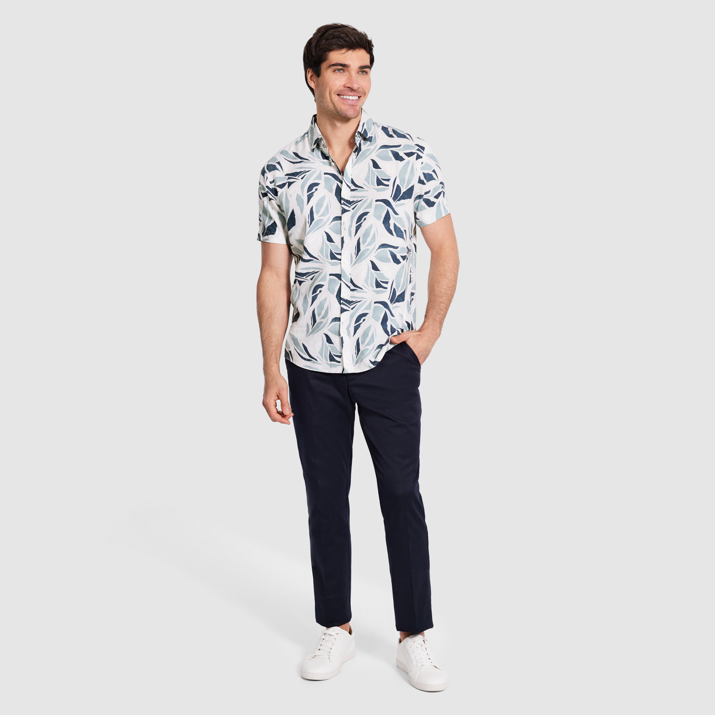 White Kaisen Viscose Leaf Shirt