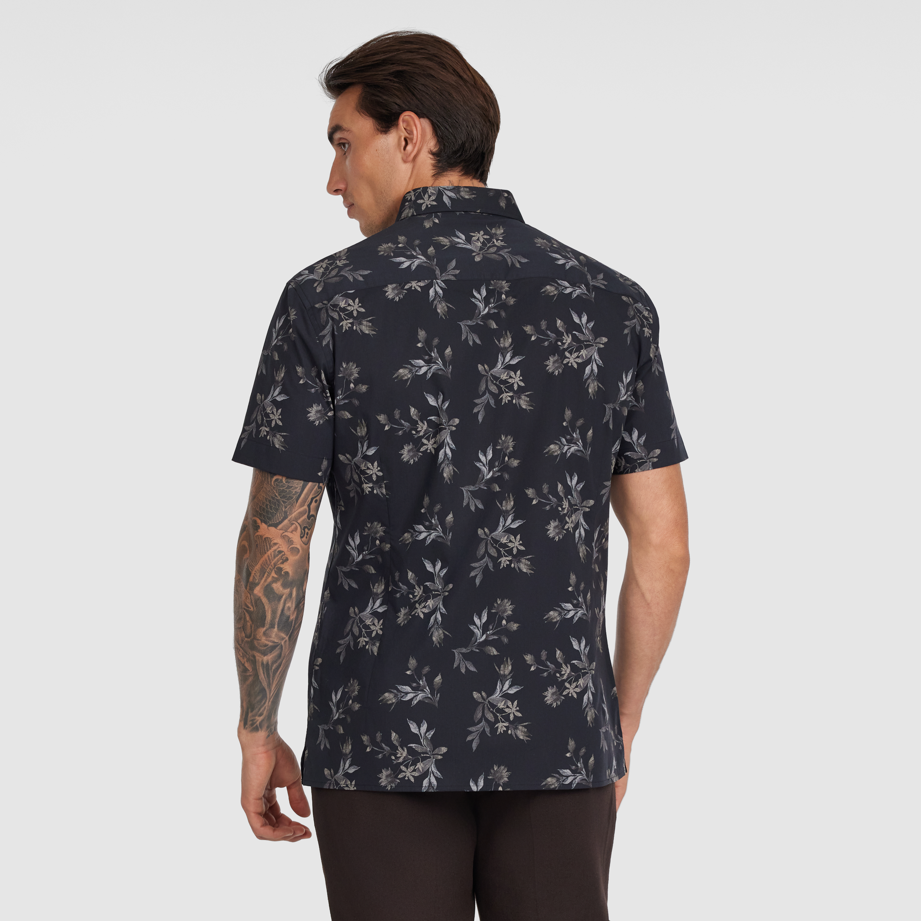 Black Silas Stretch Leaf Shirt