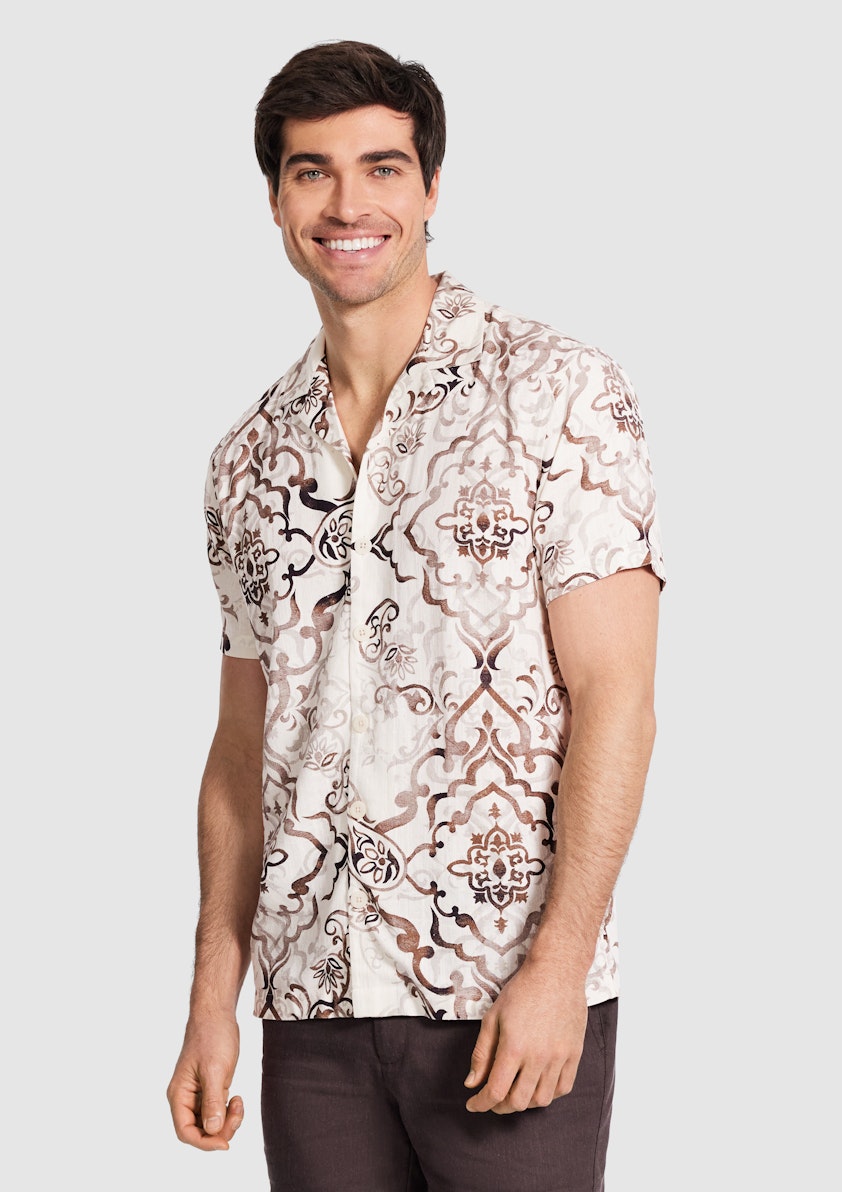 Natural Airton Linen Paisley Shirt