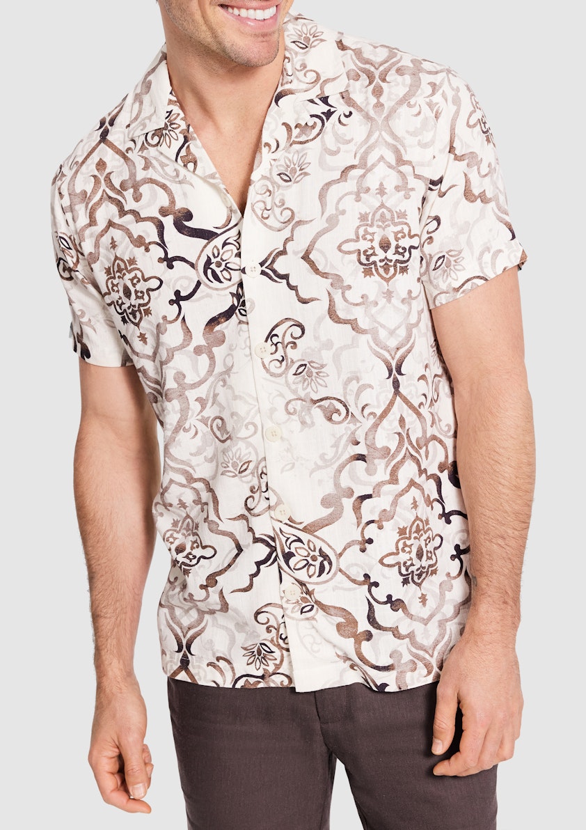 Natural Airton Linen Paisley Shirt